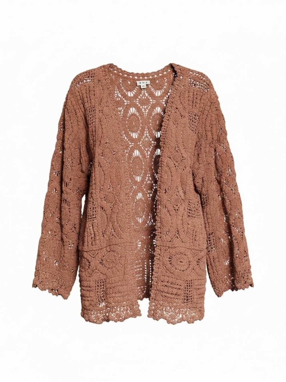 POL Open-Front Crochet Cardigan Sweater - Ginger